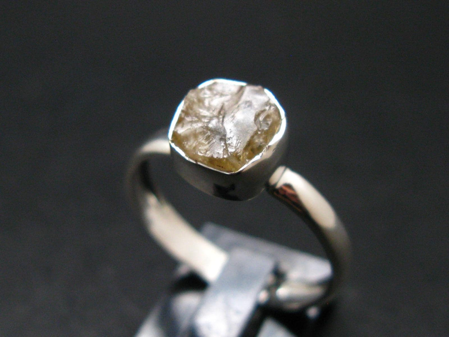 Rare Agni Gold Danburite Silver Ring From Tanzania - 1.89 Grams - size 8