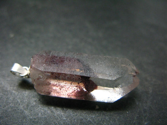 Phantom Hematite in Quartz Crystal Pendant From India - 1.4" - 5.1 Grams