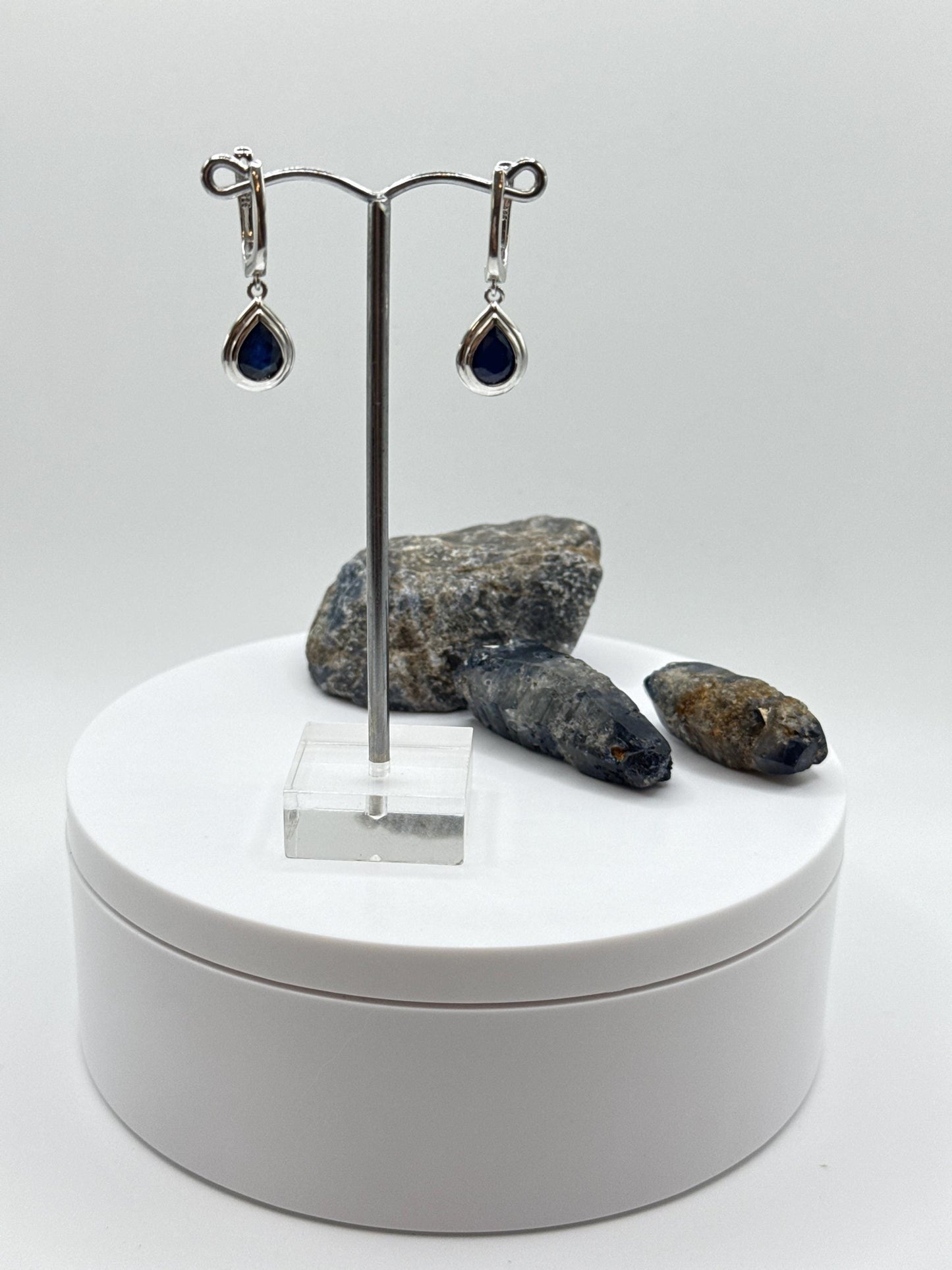 Teardrop Sapphire Sterling Silver Dangle Earrings | September Birthstone