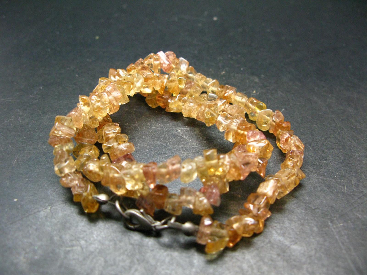 Extremely Rare Imperial Topaz Necklace From Brazil - 19" - 6 mm Polished Crystal Beads