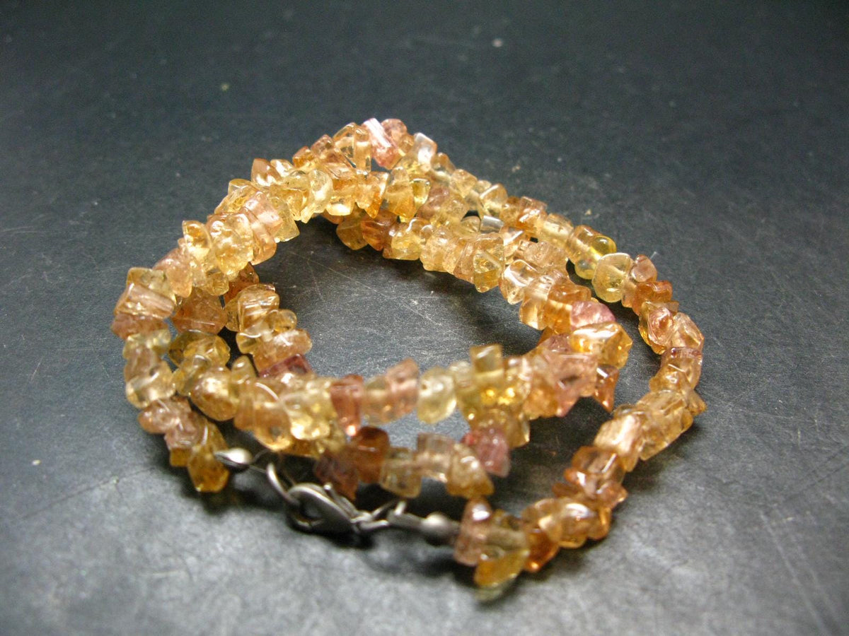 Extremely Rare Imperial Topaz Necklace From Brazil - 19" - 6 mm Polished Crystal Beads