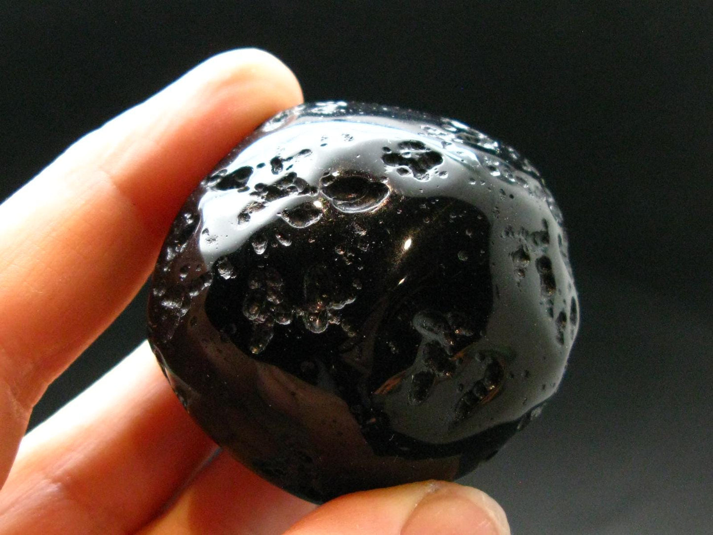 Rare Large Black Tibetan Tektite Tumbled Stone from Tibet - 1.7" - 64.42 Grams