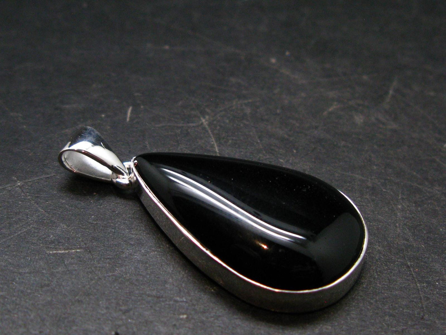 Black Onyx Silver Plated Pendant From Brazil - 7.39 Grams