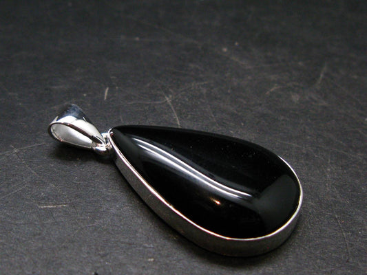 Black Onyx Silver Plated Pendant From Brazil - 7.39 Grams