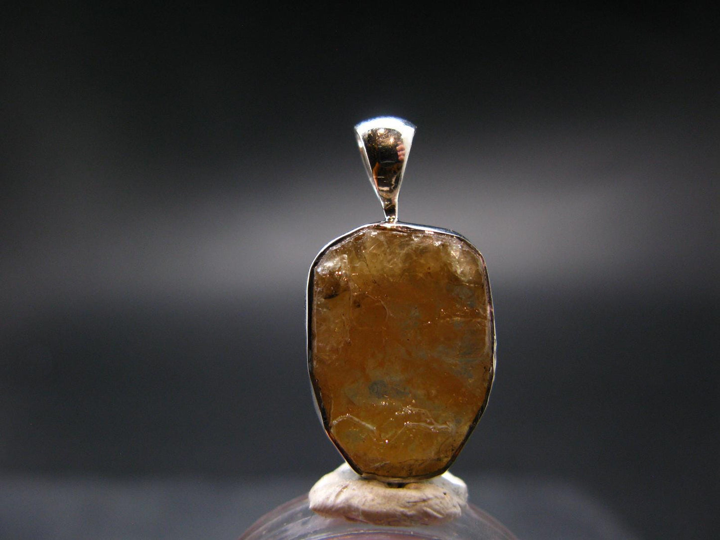 Large Natural Agni Gold Danburite Sterling Silver Pendant from Tanzania - 1.0" - 3.16 Grams
