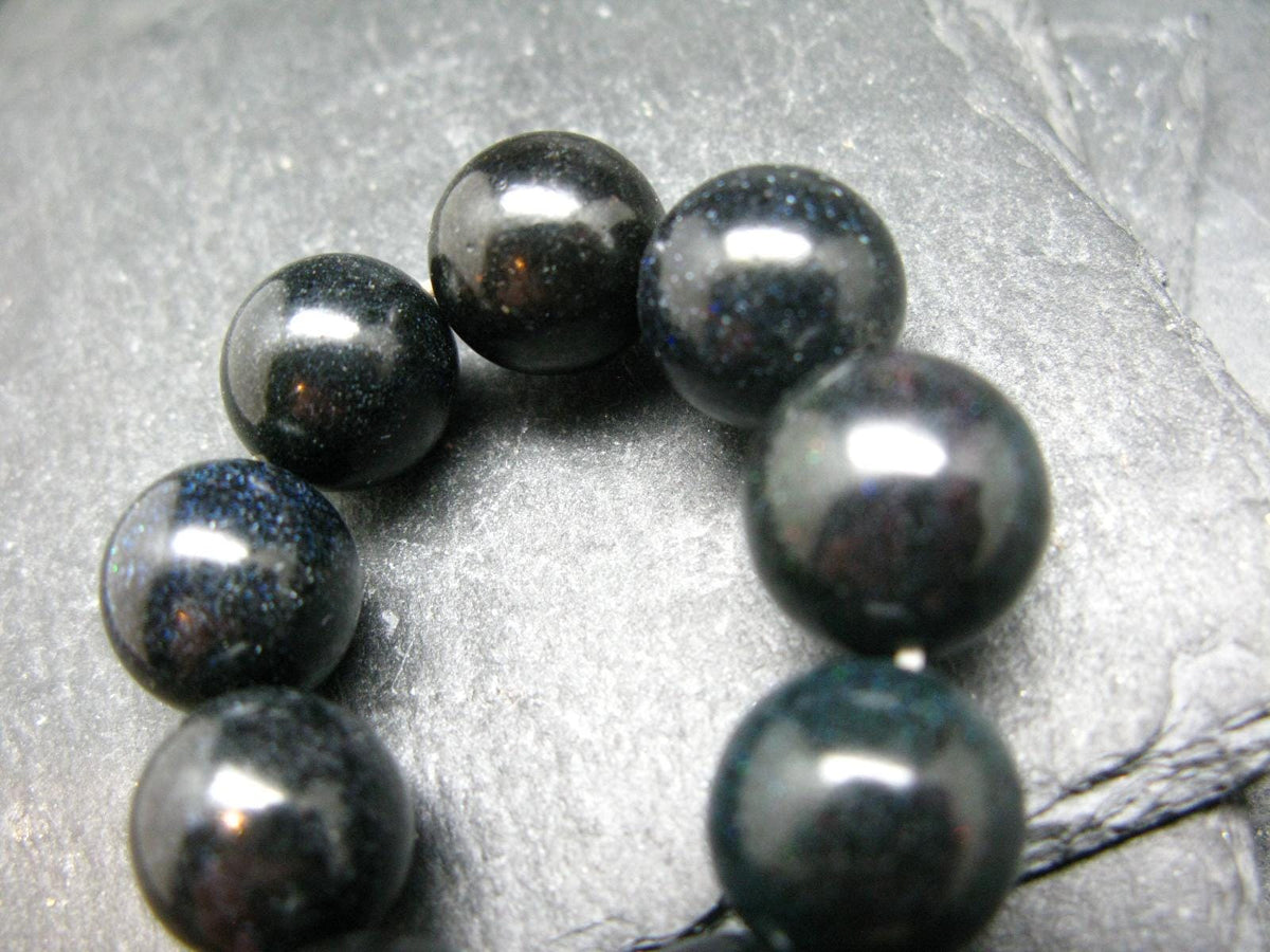 Black Opal Genuine Bracelet ~ 7 Inches ~ 14mm Round Beads