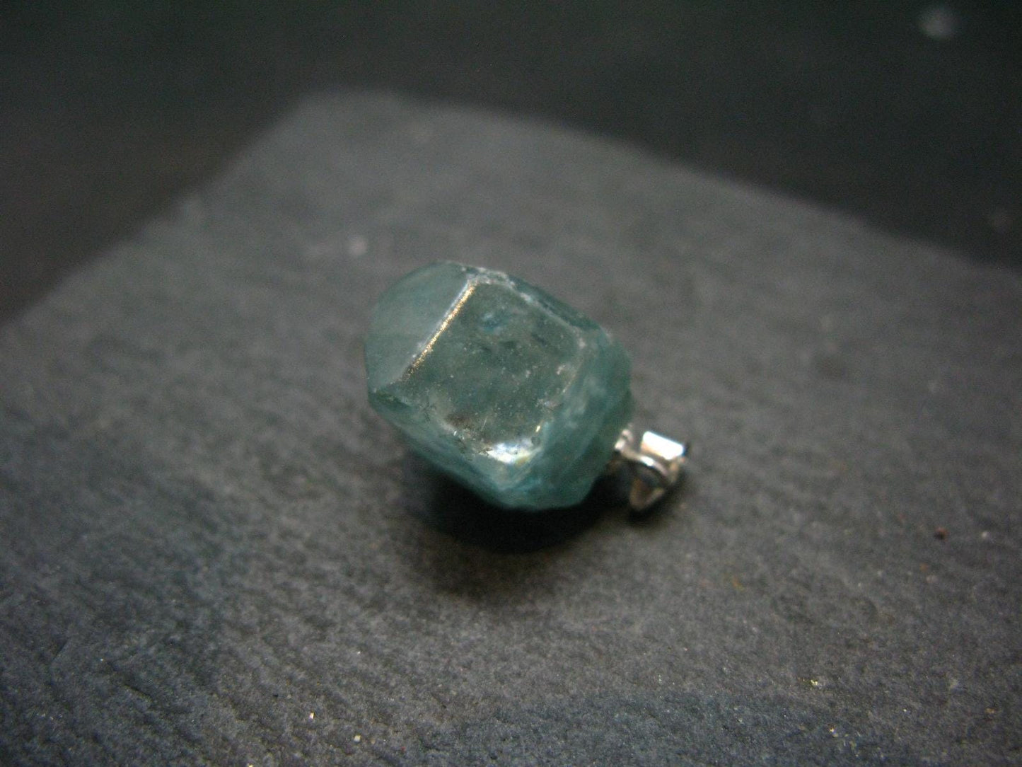 Starlight Genuine Raw Blue Zircon Gem Crystal Silver Pendant From Cambodia - 0.9" - 6.31 Grams