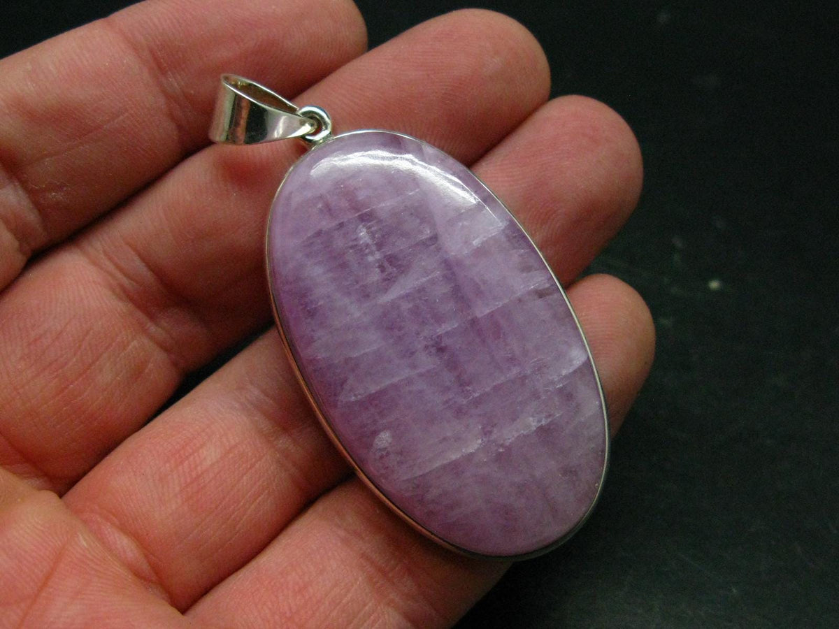 Gem Kunzite Spodumene Pendant in SS From Brazil - 2.5" - 25.77 Grams