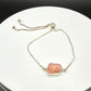 Natural Rhodochrosite Sterling Silver Chain Bracelet | Pink Crystal Adjustable Bracelet