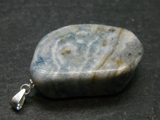 Very Rare! Natural Blue Scheelite 925 Silver Pendant from Turkey - 1.5"
