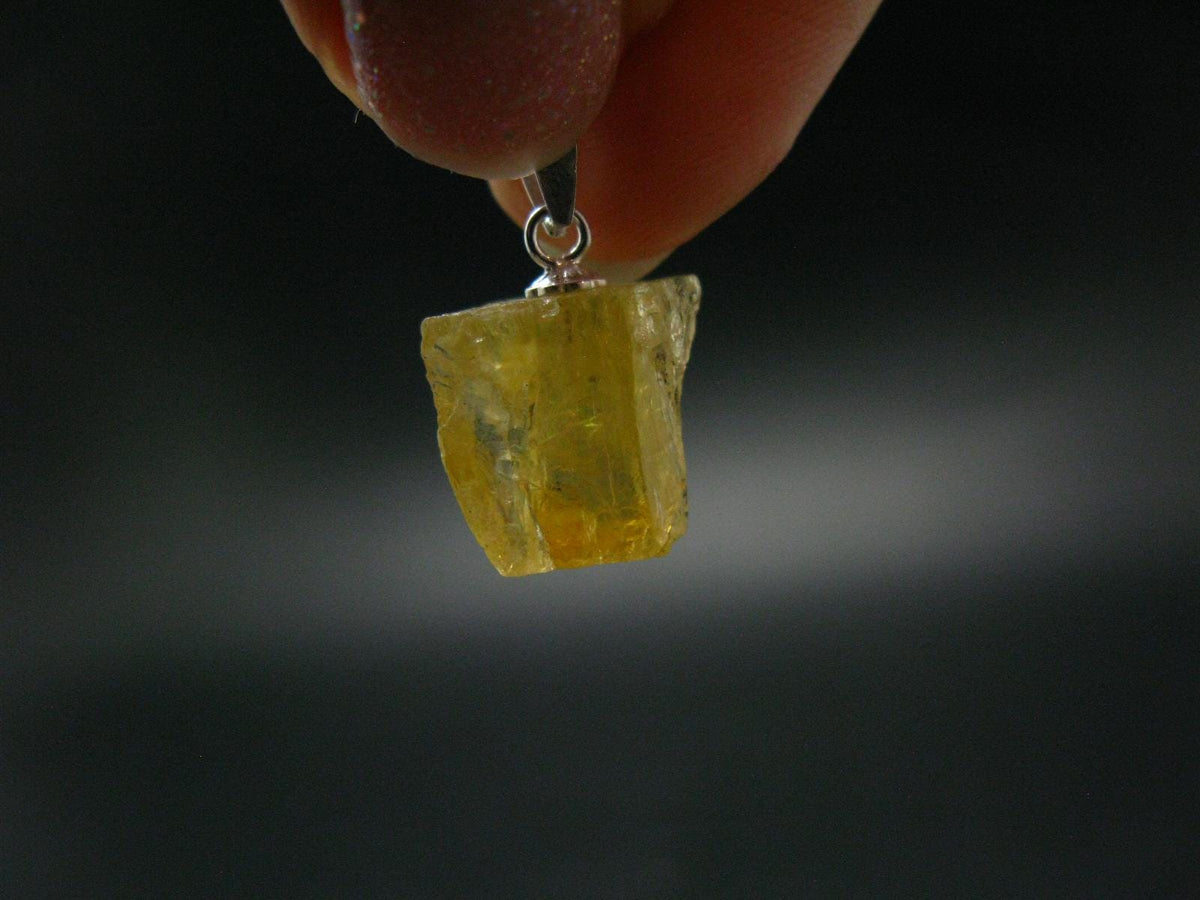 Heliodor (Yellow Beryl) Crystal Silver Pendant From Brazil - 0.8" - 1.83 Grams