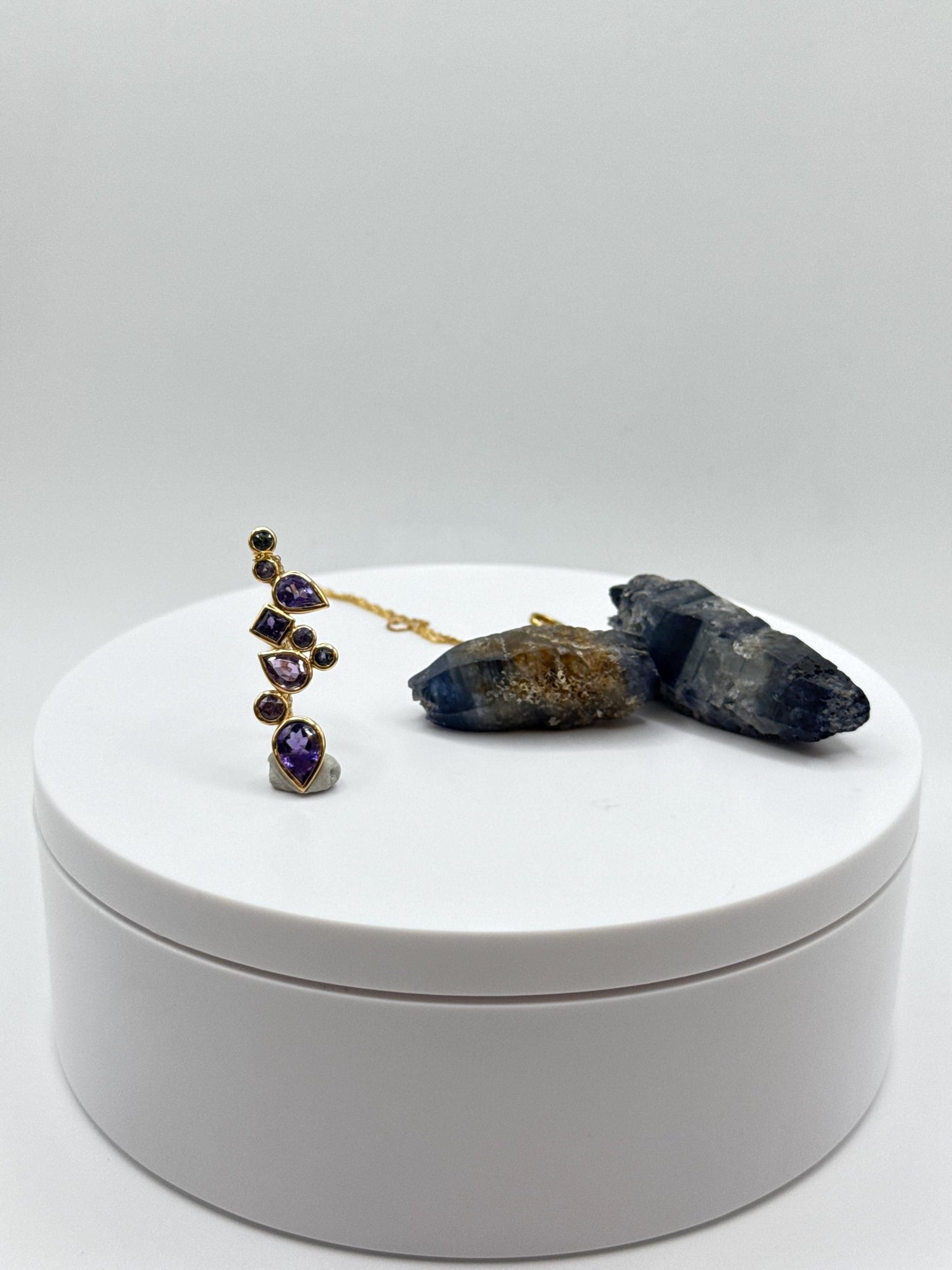 Sapphire Multi-Shape Pendant | Natural Blue Sapphire Gold Necklace | Unique Gemstone Design | September Birthstone Jewelry - 3.13 g