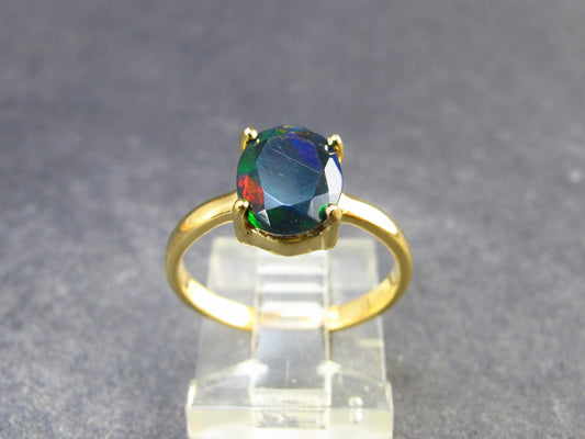 Rare Black Opal Gold Plated Silver Ring from Australia - Size 6 - 1.97 Grams