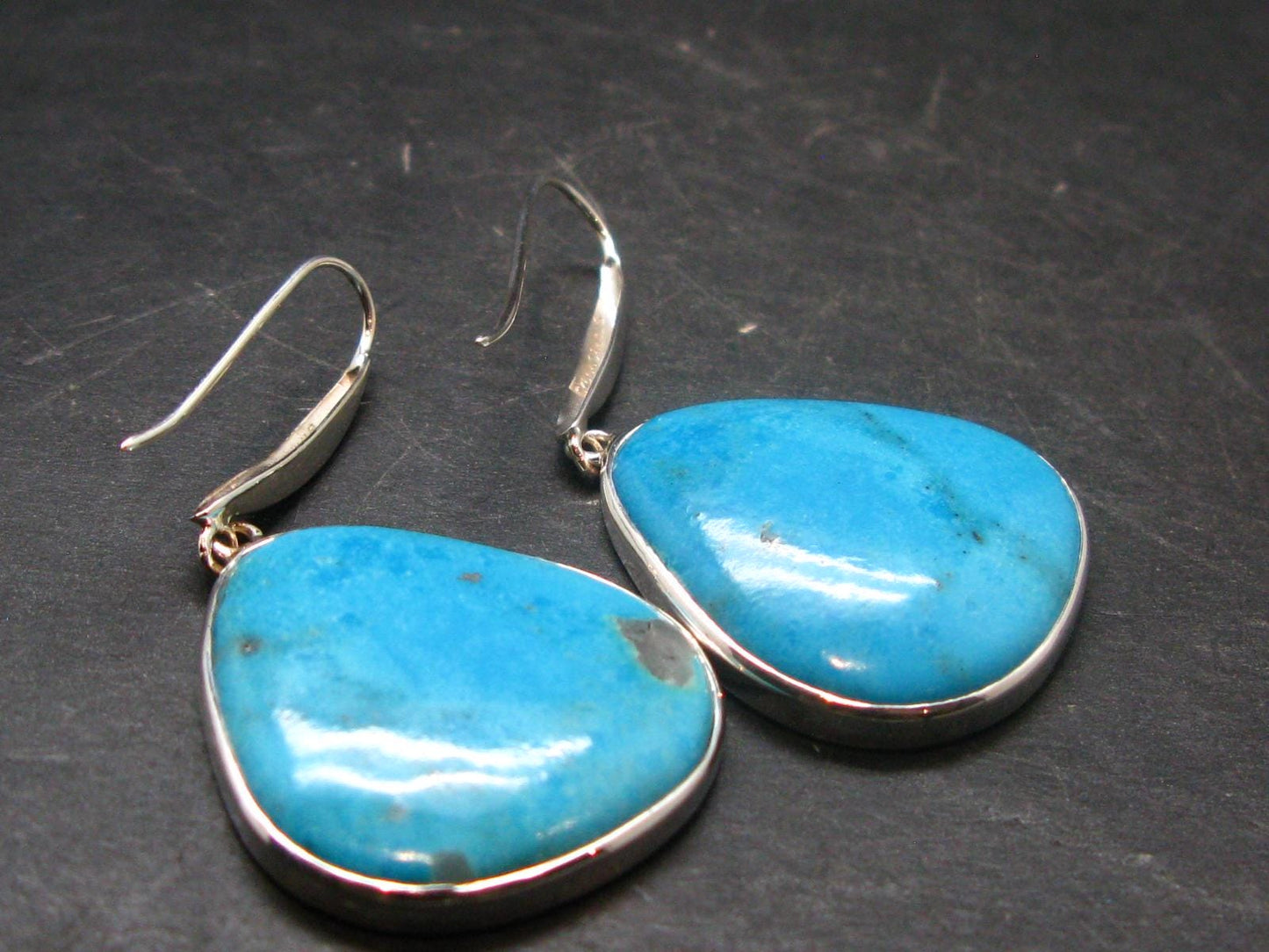Nice Raw Natural Turquoise Sterling Silver Earrings from Mexico - 13.80 Grams