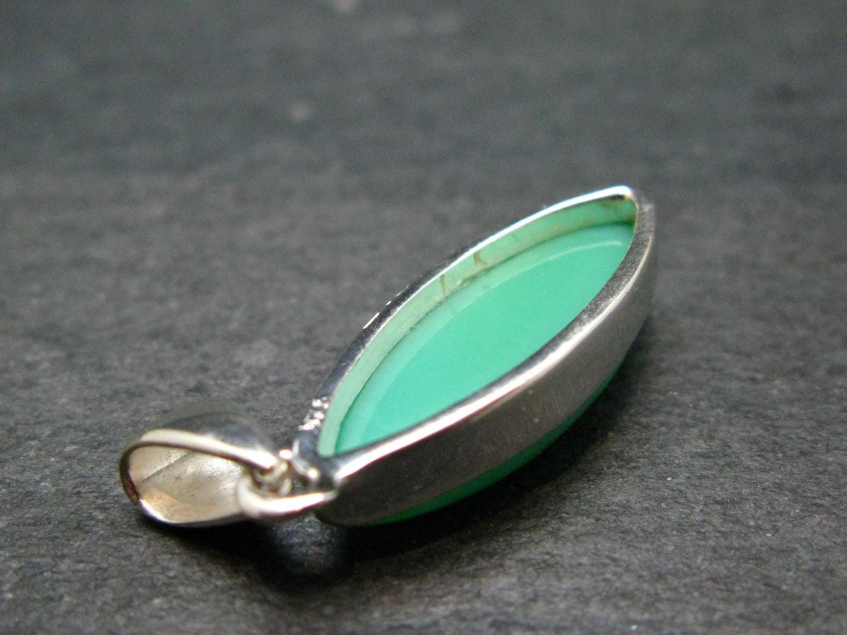 Rich Green Chrysoprase Silver Pendant From Australia - 1.3" - 3.59 Grams