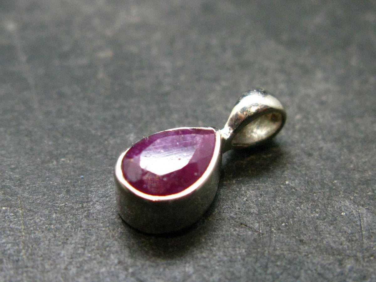 Ruby Crystal Silver Pendant from Africa - 0.5" - 0.69 Grams