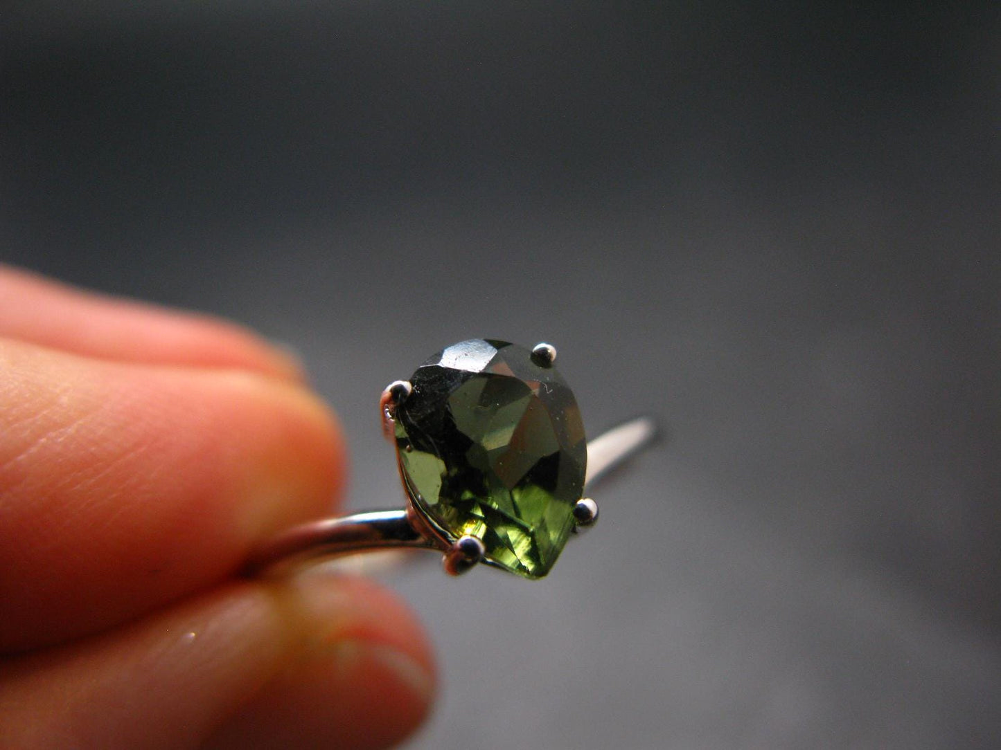 Moldavite Sterling Silver Ring From Czech Republic - Size 5.2 - 1.88 Grams