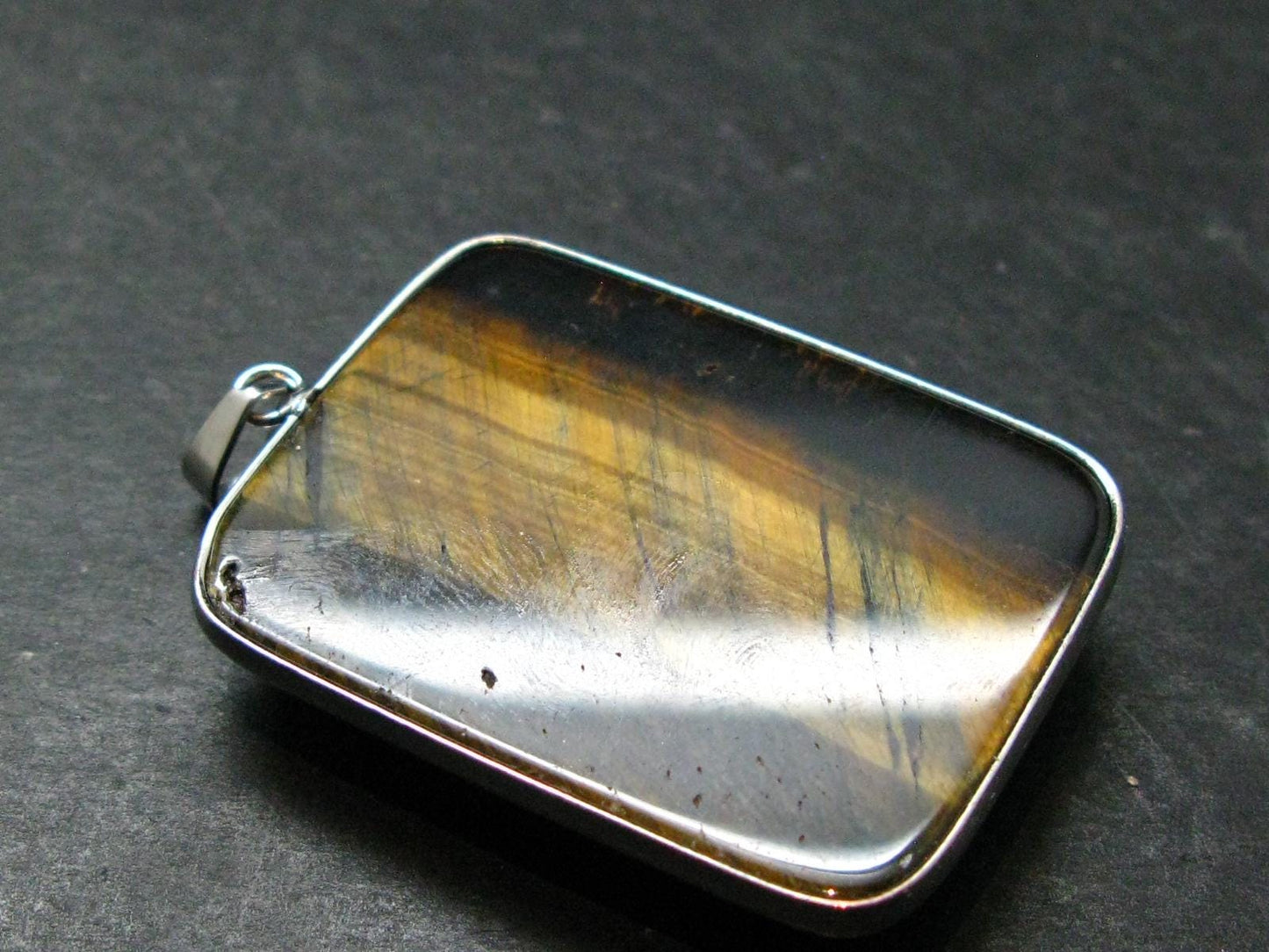 Tiger Eye Silver Plated Pendant - 2.1"