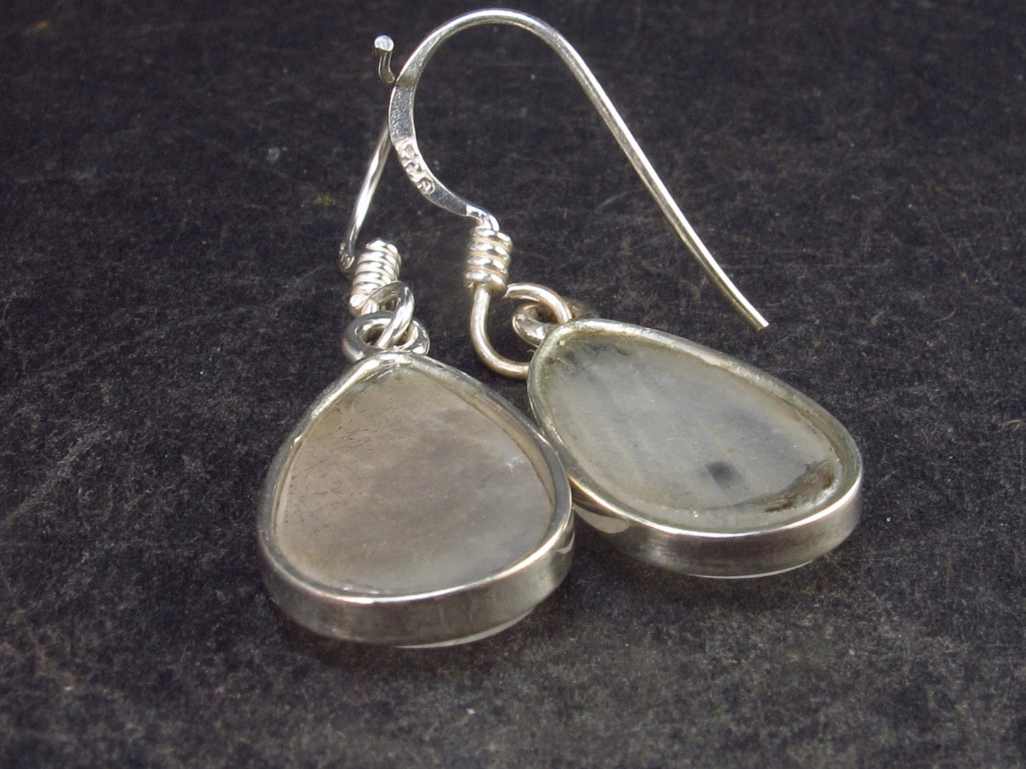 Pear Shaped Cabochon Natural Moonstone 925 Sterling Silver Drop Earrings - 1.3" - 2.96 Grams