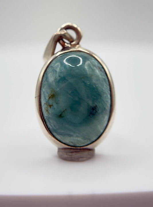 Grandidierite Pendant Blue Green Cabochon Gemstone Silver Necklace Natural Crystal Jewelry Gift