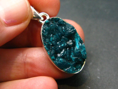 Dioptase Crystal Silver Pendant from Congo - 5.30 Grams - 1.2"