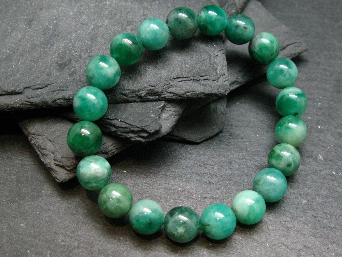 Emerald Gem Genuine Bracelet ~ 7 Inches ~ 10mm Round Beads