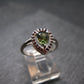 Moldavite & Red Garnet Sterling Silver Ring From Czech Republic - Size 6.25 - 2.11 Grams