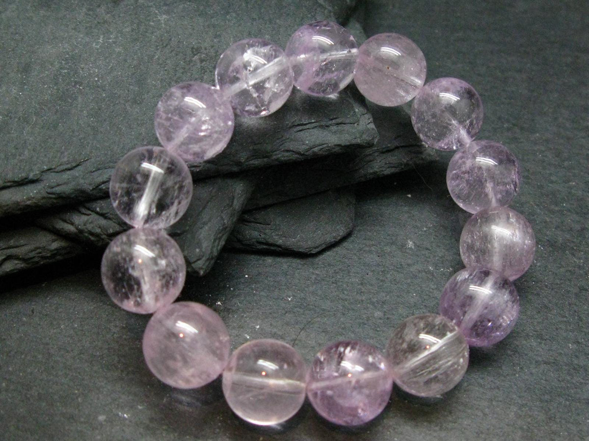 AAA Kunzite Spodumene Genuine Bracelet ~ 7 Inches ~ 14mm Round Beads