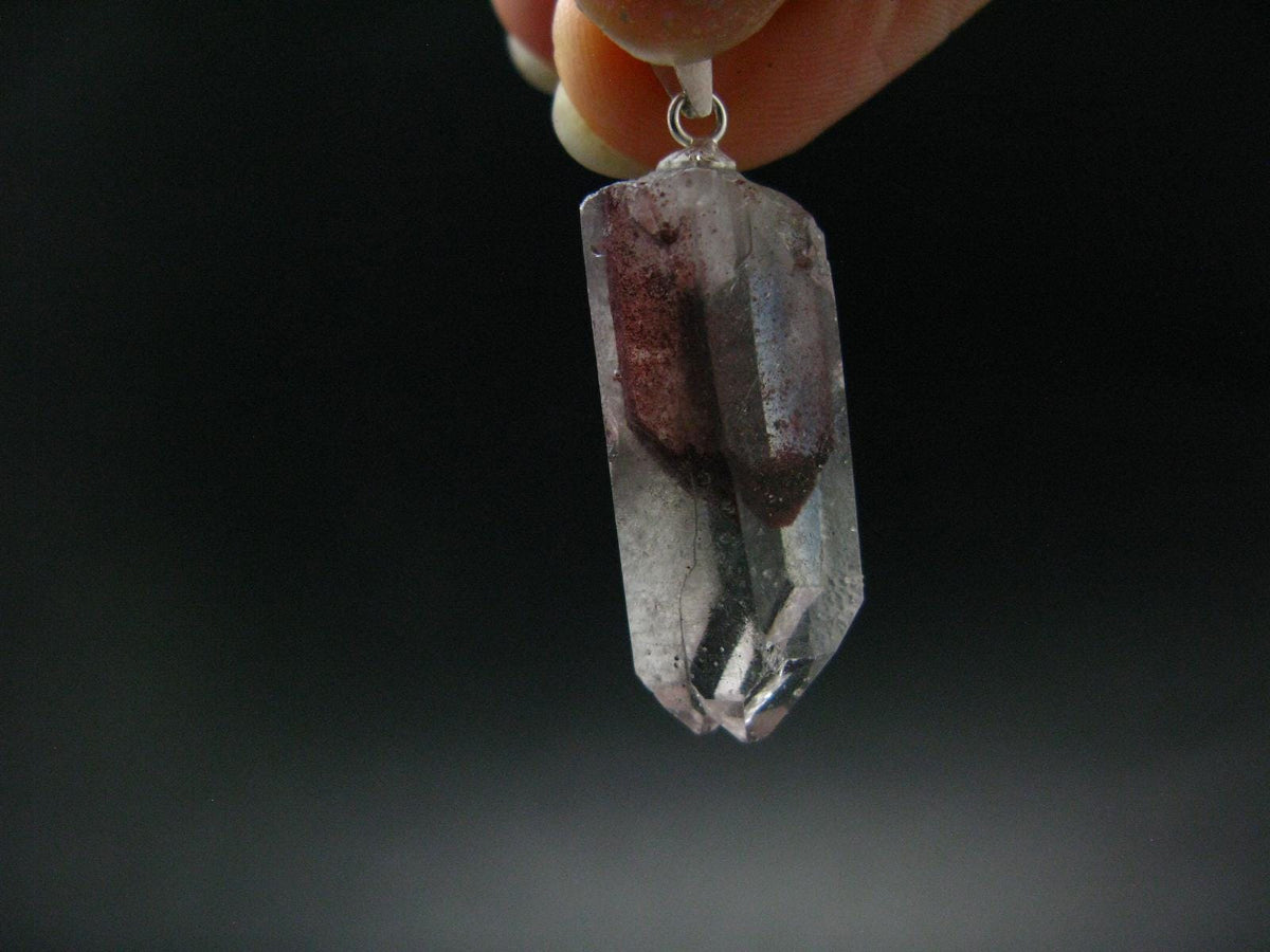 Phantom Hematite in Quartz Crystal Pendant From India - 1.4" - 5.1 Grams