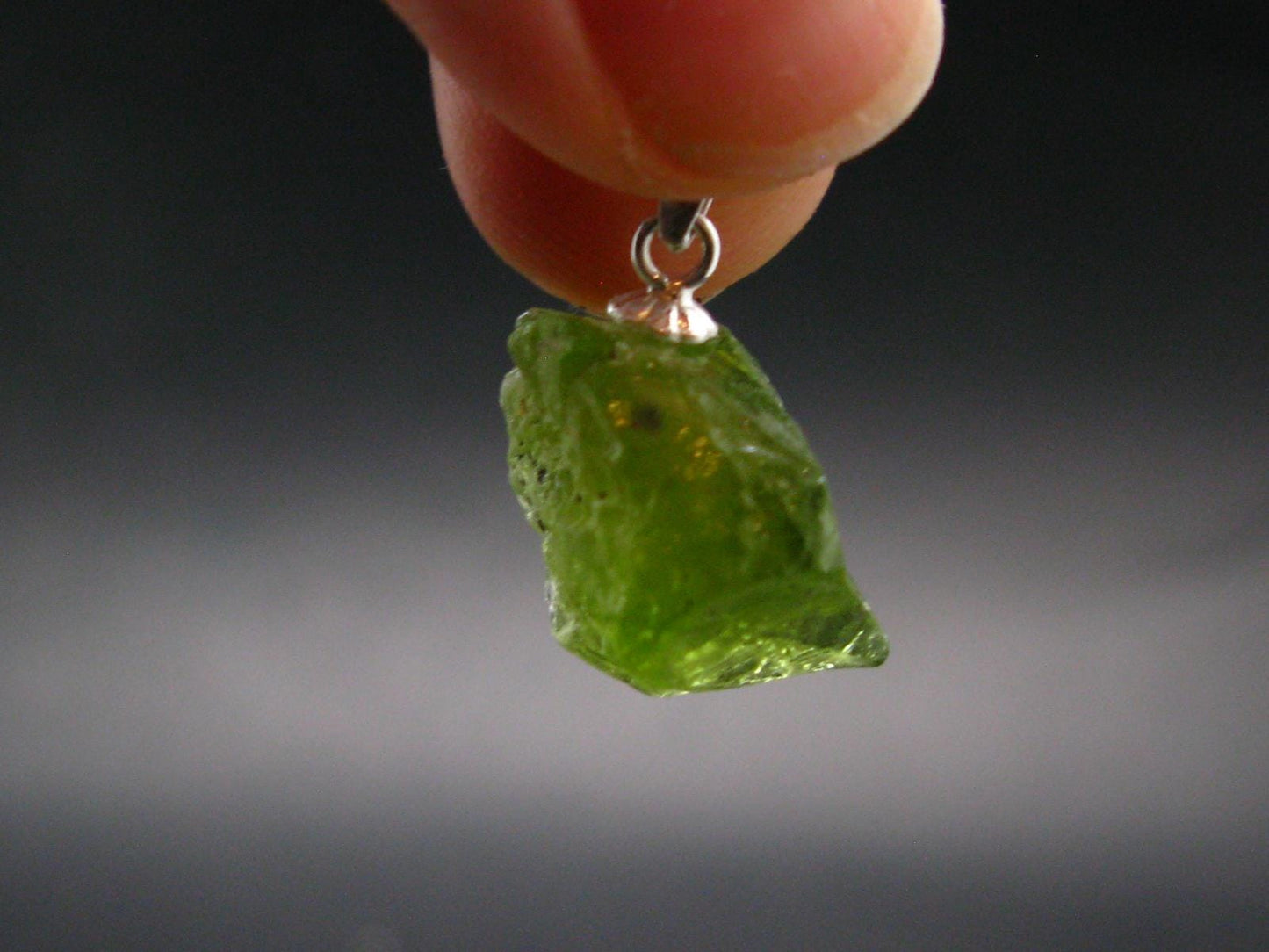 Peridot Olivine Pendant in SS From Arizona - 0.8" - 2.88 Grams