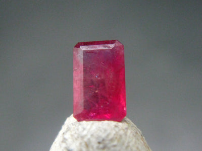 Beautiful Rare Gem Bixbite Red Beryl Emerald Cut Stone From Utah USA - 0.42 Carats - 6.3x4.0mm