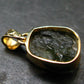 Moldavite Tektite Gold Plated Silver Pendant from Czech Republic - 0.8" - 1.60 Grams