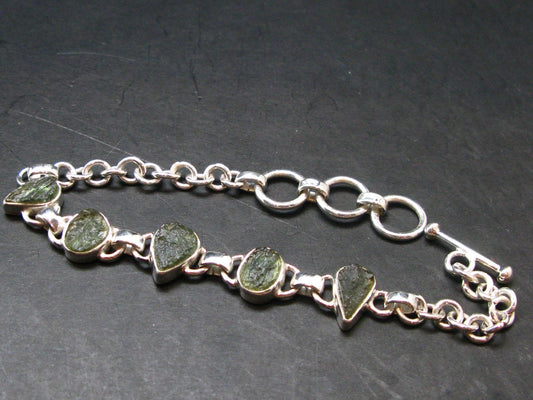 Moldavite Silver Bracelet - 8" - 14.56 Grams