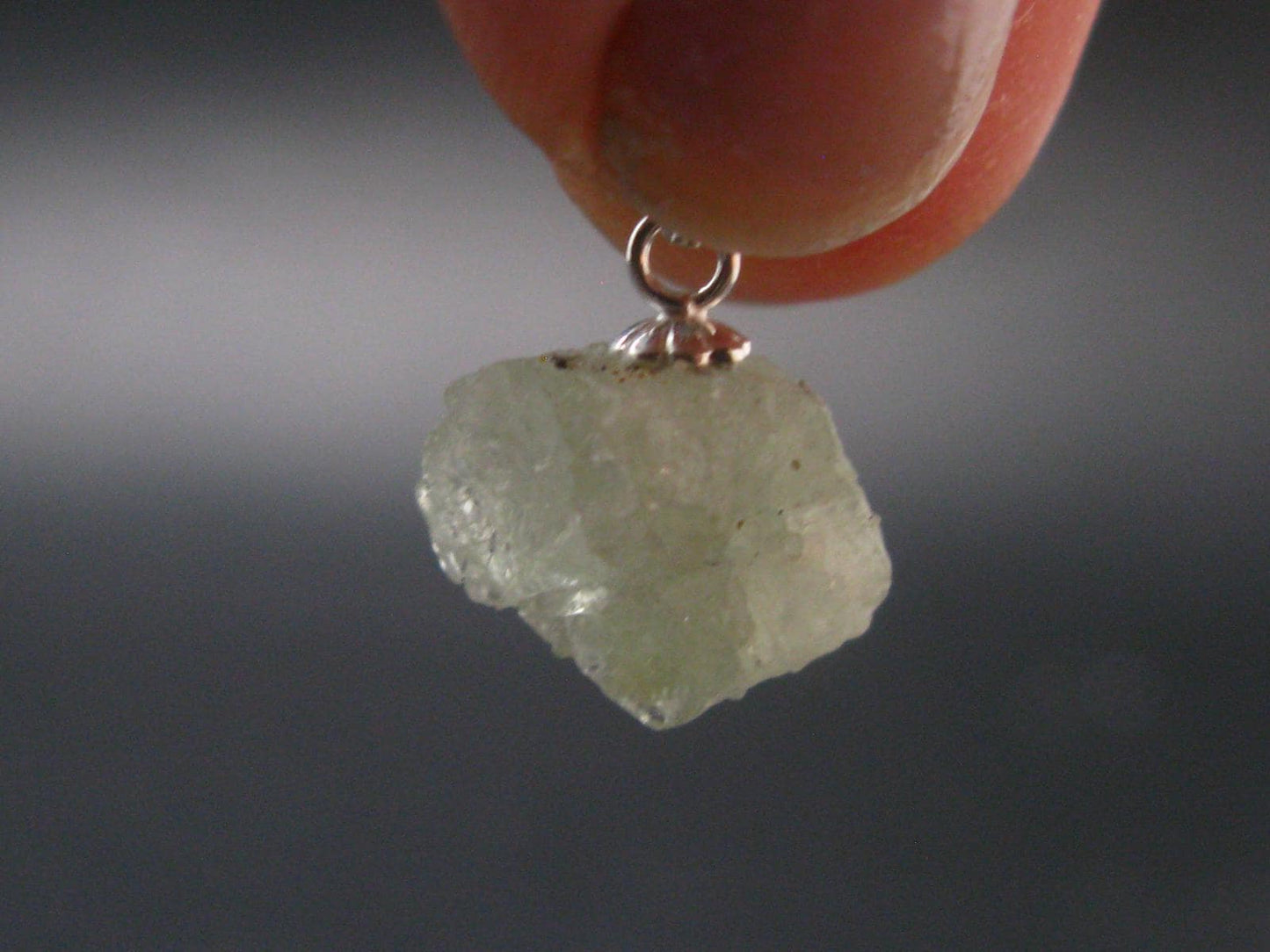Green Herderite Silver Pendant From Pakistan - 0.6" - 1.26 Grams