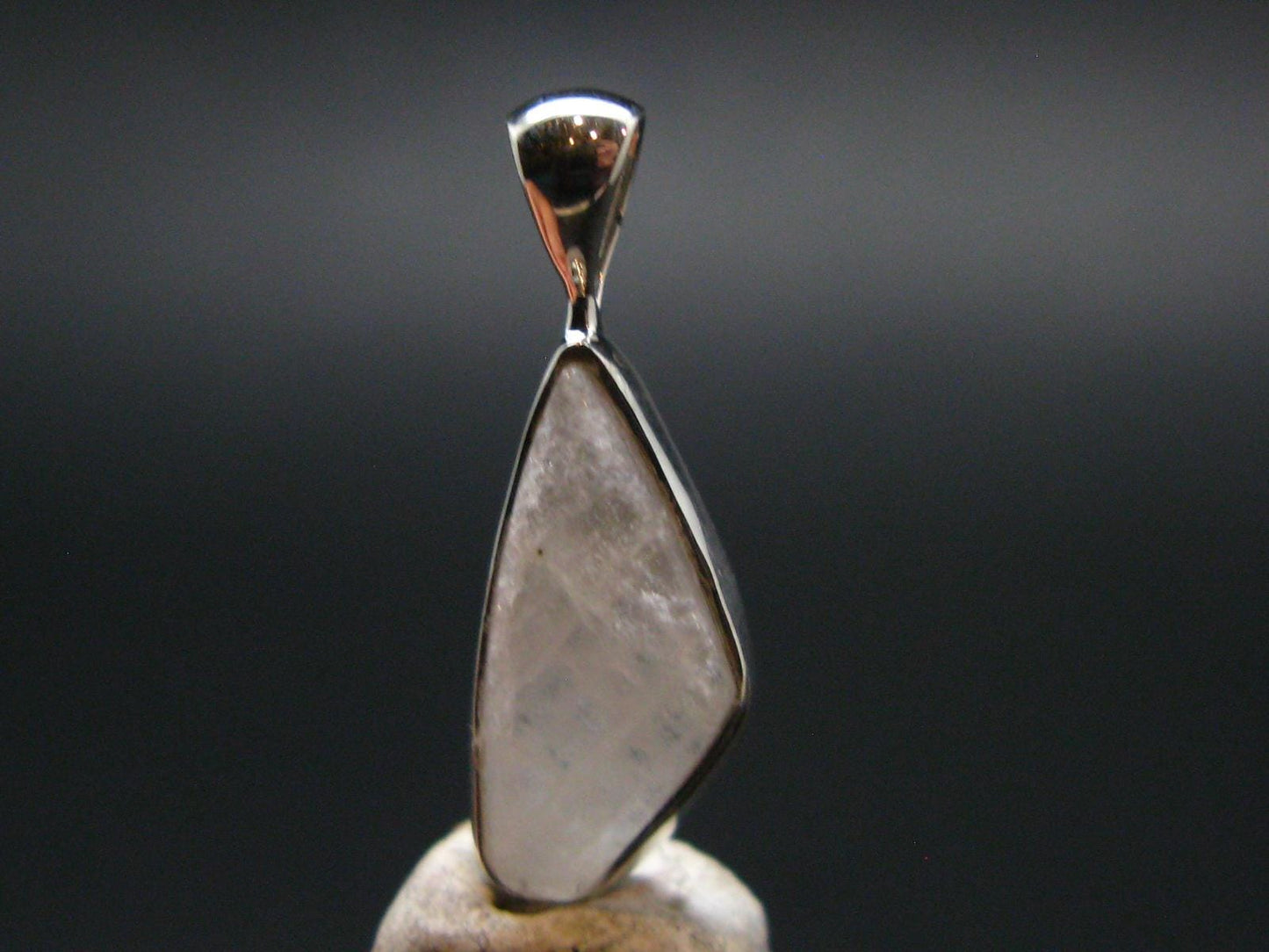 Raw Rare Natrolite Crystal Silver Pendant From Russia - 0.9" - 1.51 Grams
