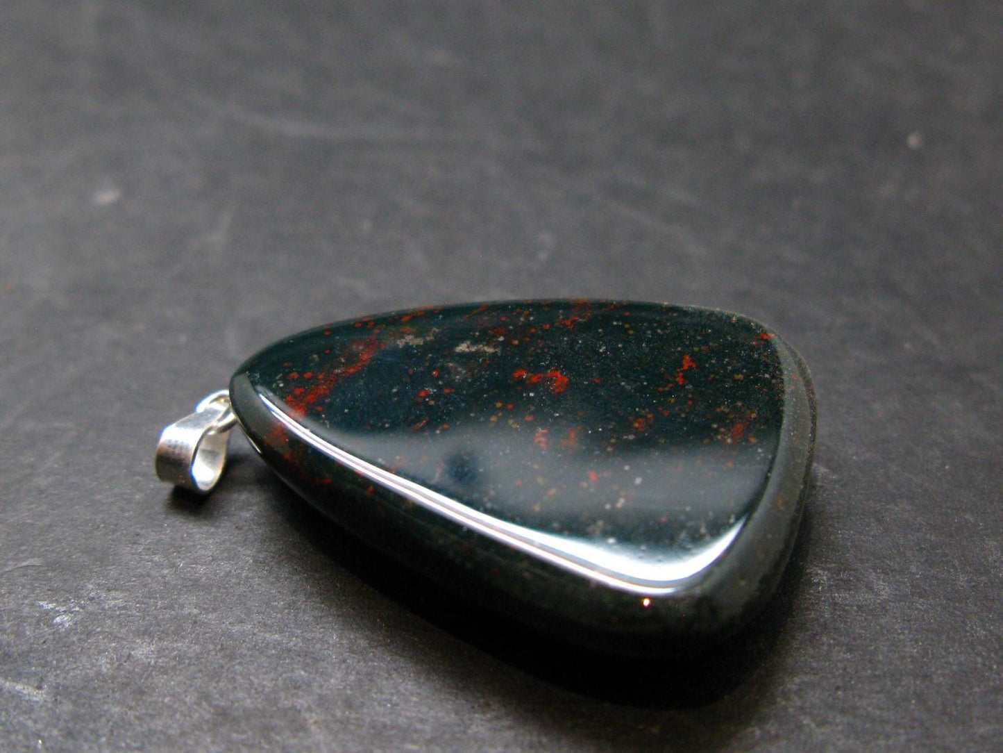 Bloodstone Silver Pendant From India - 1.4" - 7.81 Grams