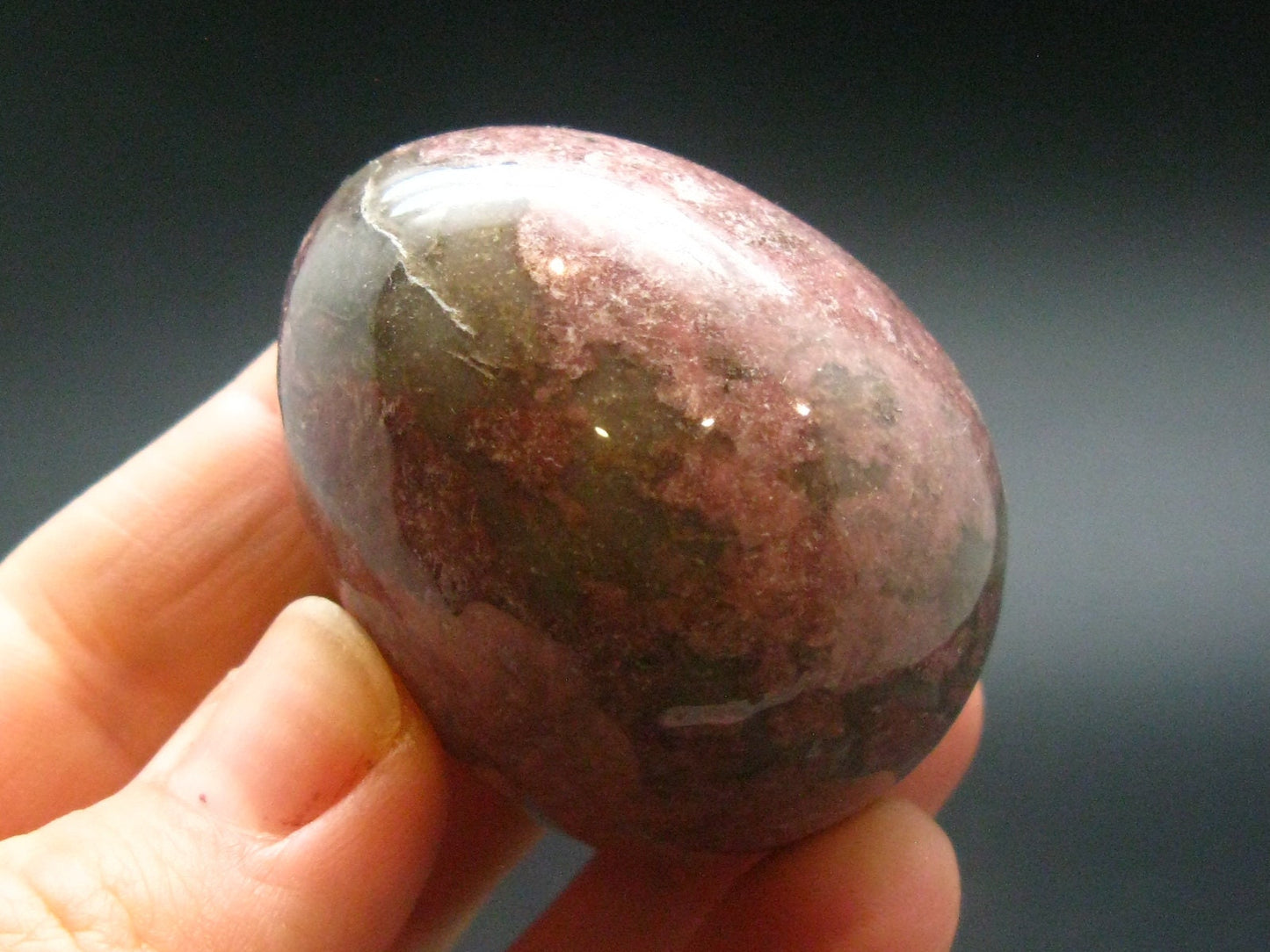Large Rhodonite Egg From Canada - 93.15 Grams - 1.7"