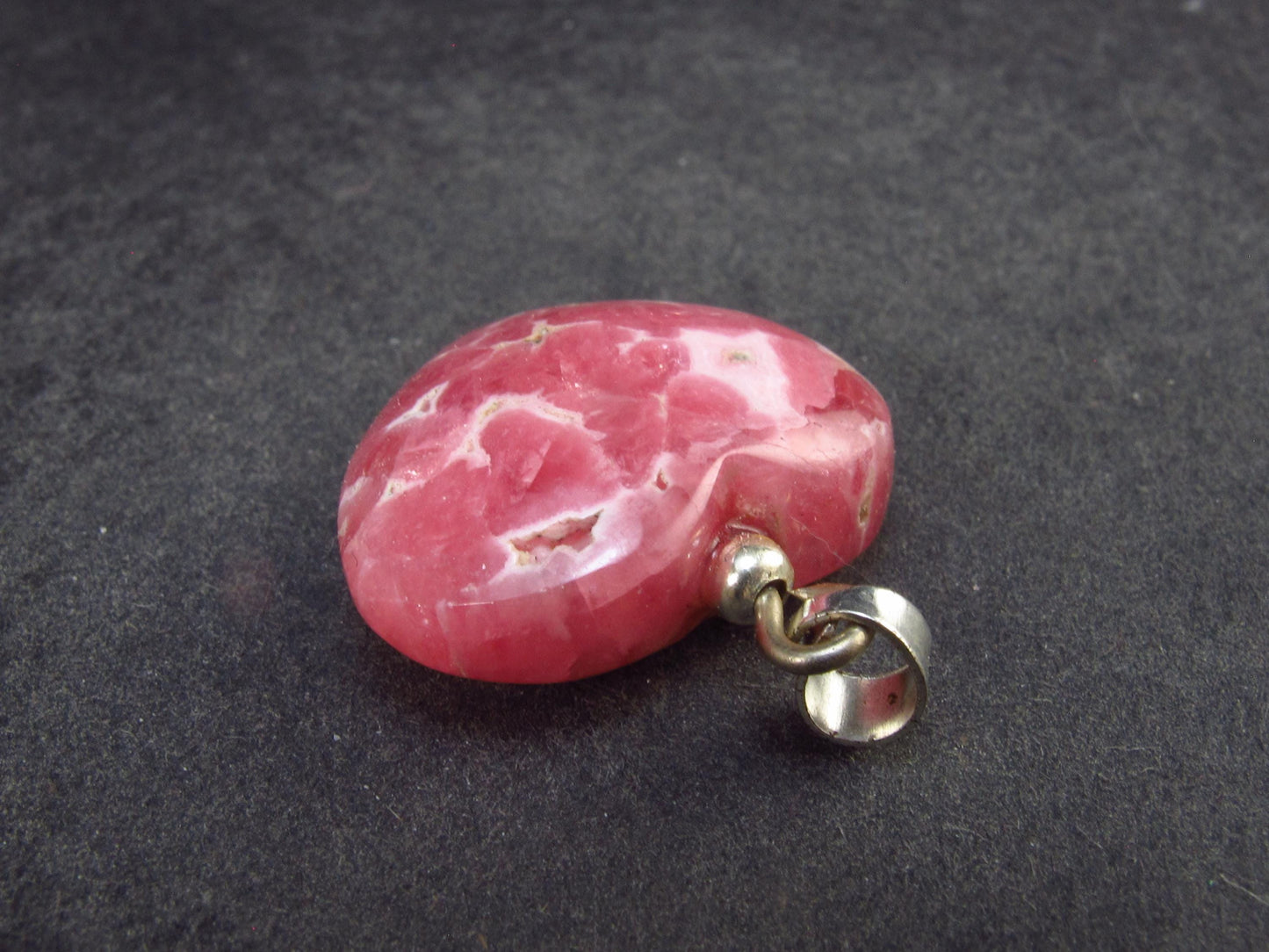 Rhodochrosite Heart Silver Pendant from Alma Colorado - 1.1" - 8.12 Grams
