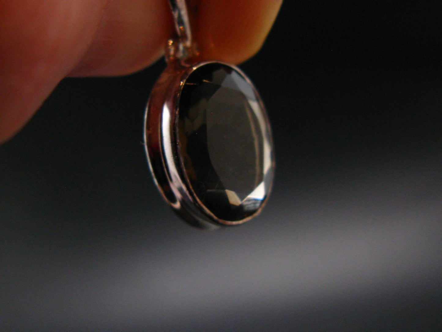 Smoky Quartz Crystal Facetted Silver Pendant From China - 0.9" - 3.29 Grams