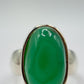 Chrysoprase Oval Ring – Natural Green Chalcedony Sterling Silver Statement Jewelry - Size 8.5