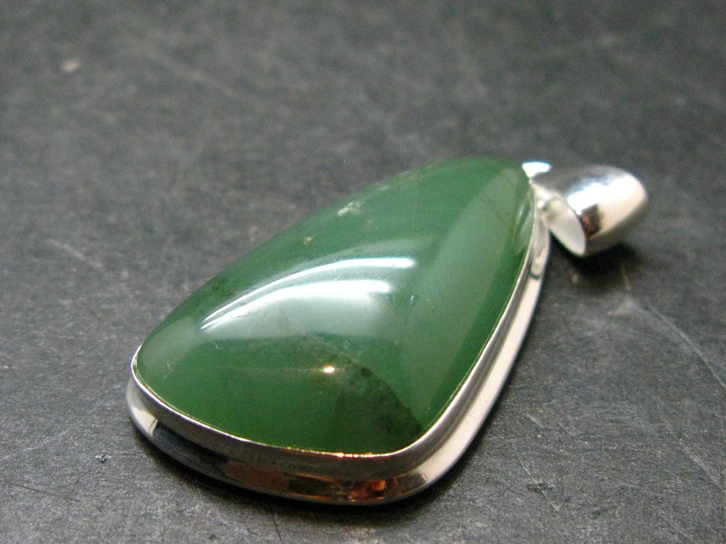 Natural Green Aventurine Silver Plated Pendant From Brazil - 7.57 Grams