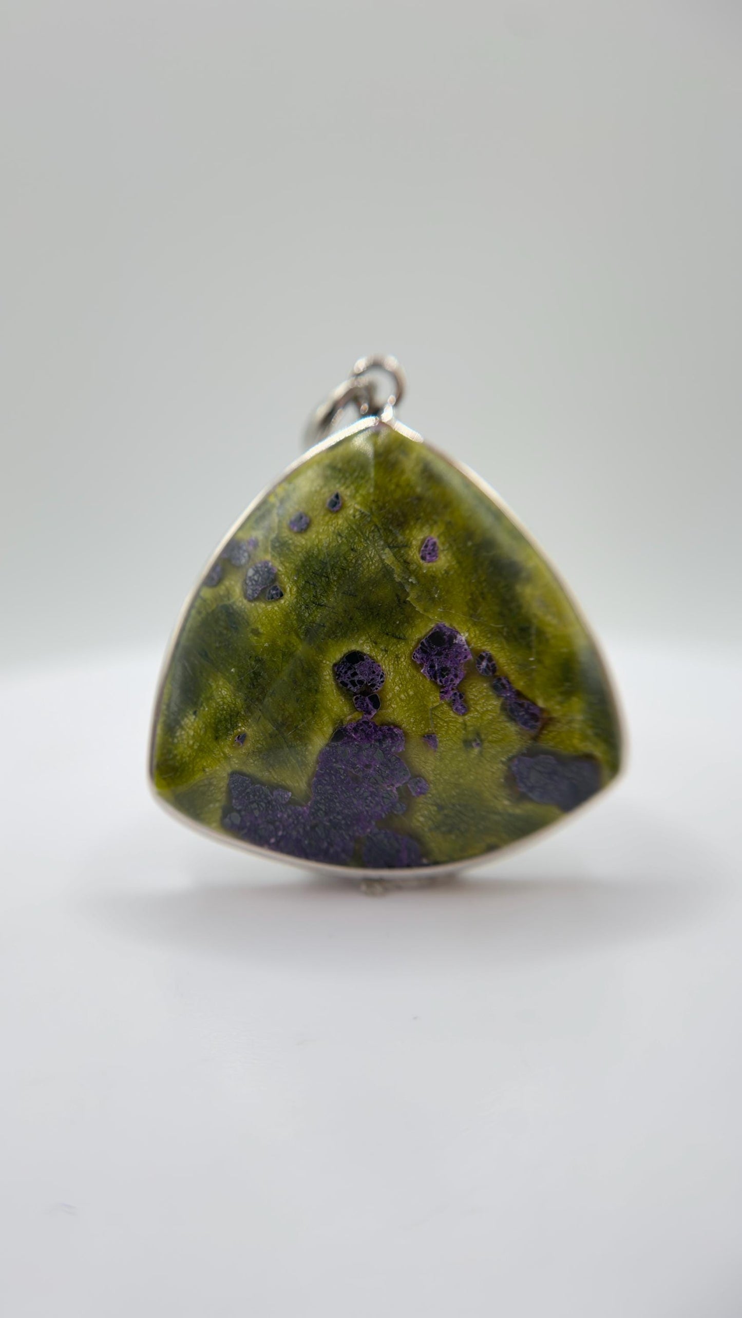Atlantisite Pendant Serpentine Gemstone Silver Necklace Natural Stone Healing Jewelry Gift