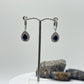 Pear Sapphire Dangle Earrings | Blue Sapphire Halo Earrings | Sterling Silver Drop Earrings | September Birthstone - Weight 5.42 g