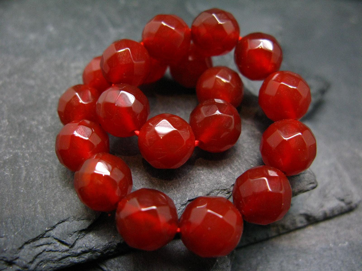 Carnelian Genuine Bracelet ~ 7 Inches ~ 10mm Facetted Beads