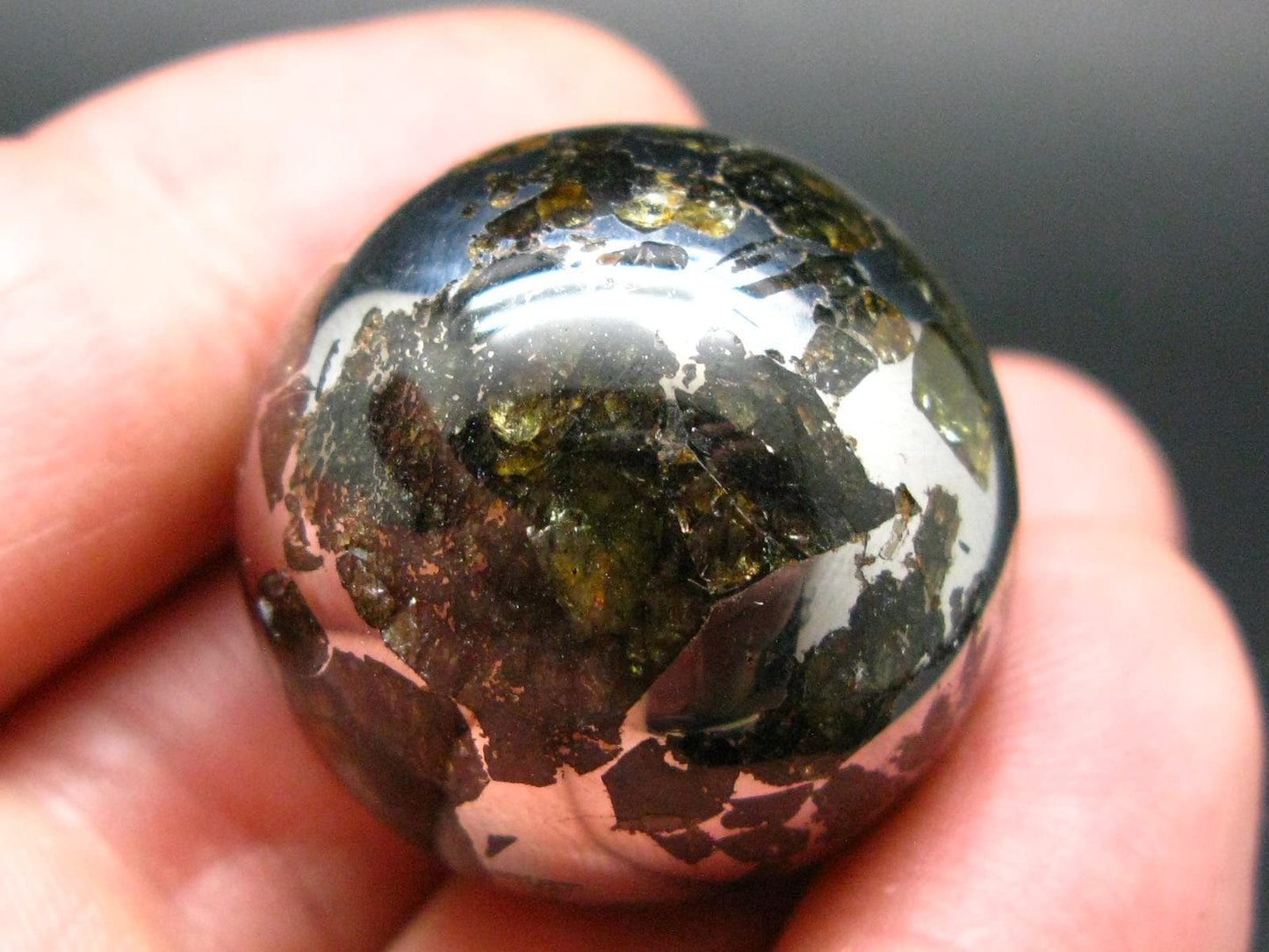 Large Seymchan Meteorite Pallasite Olivine Sphere Ball From Russia - 1.1" - 51.19 Grams