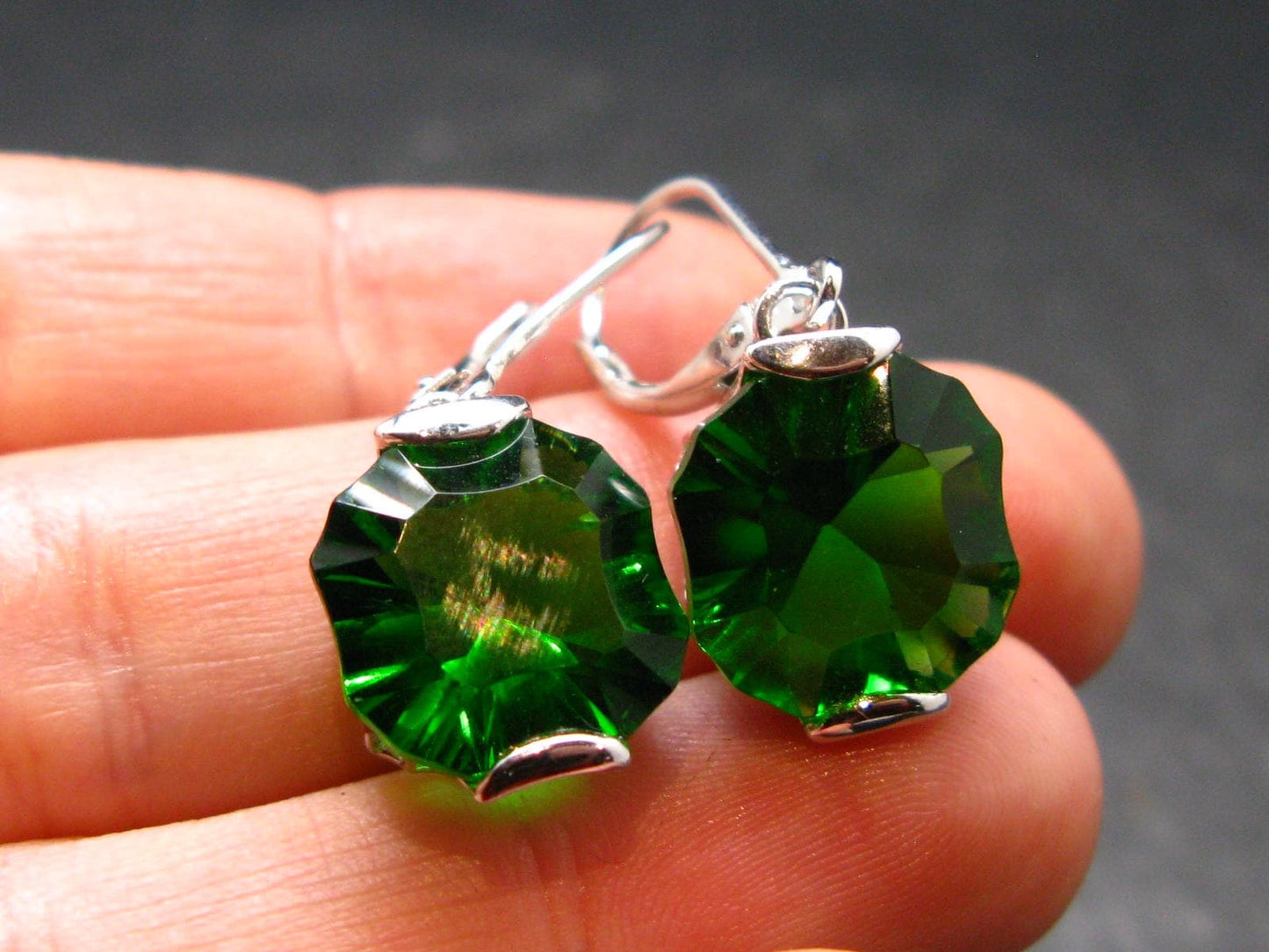 Helenite Gaia Stone Gem Sterling Silver Earrings From Washington - 7.10 Carats