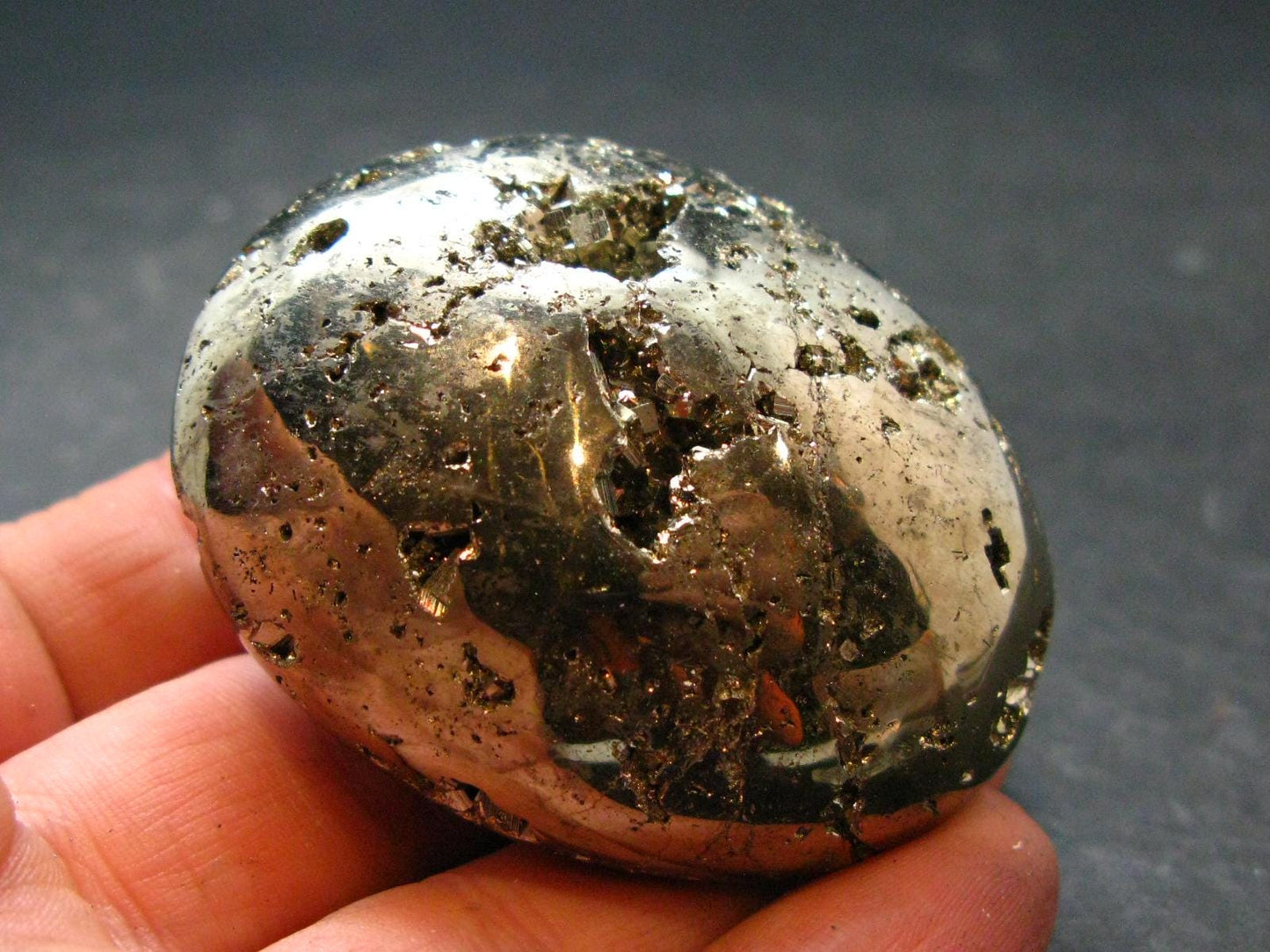 Pyrite Crystallized Tumbled Stone From Peru - 1.9" - 103.94 Grams