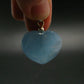 Lemurian Aquatine Blue Calcite Silver Heart Pendant from Argentina - 1.1" - 7.48 Grams