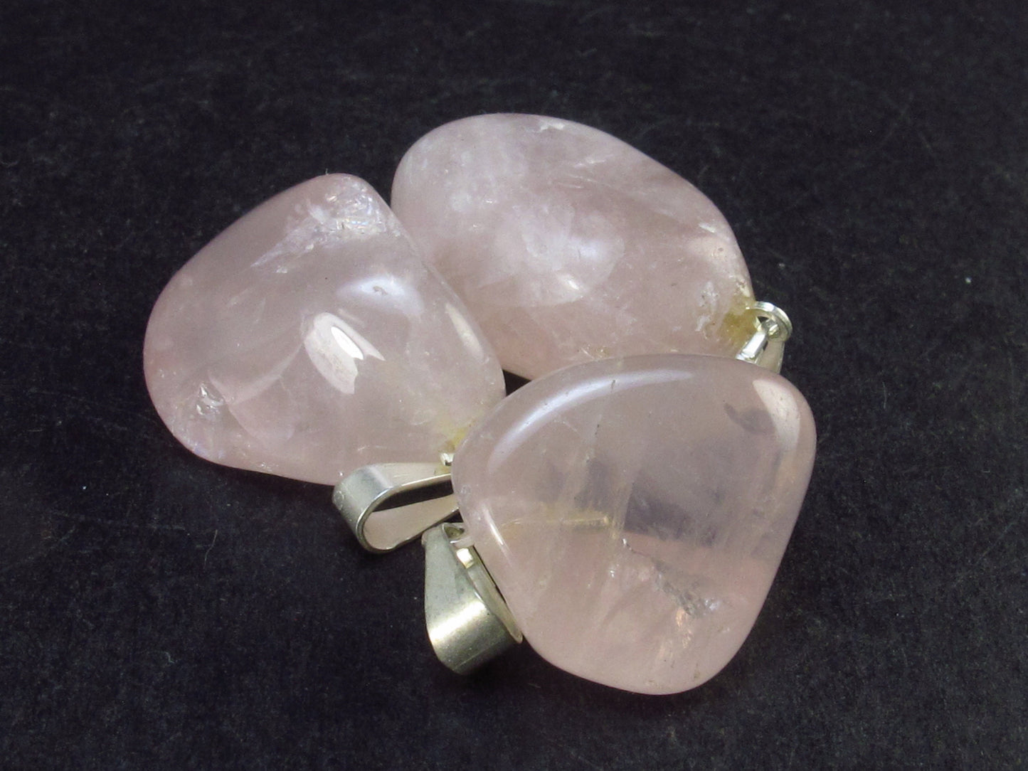 Lot of 3 Natural Rose Quartz Pendant from Brazil