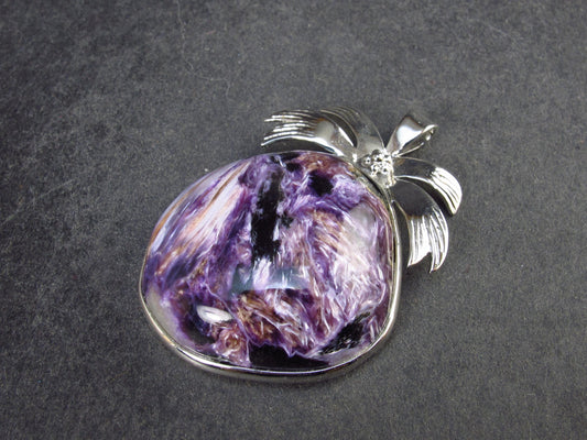 Rare High-Quality Charoite Pendant in SS From Russia - 1.7" - 17.2 Grams